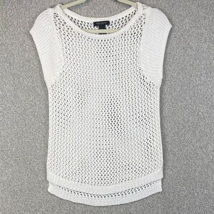 White House Black Market sheer knit sleeveless sweater XS pearl white Y2K